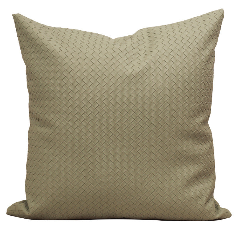 PU Textured Cushion Cover – Modern Woven Embossed Decorative Pillow
