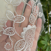 White DIY handmade accessories, wedding dress decoration lace to flower applique front chest back lace ZH125