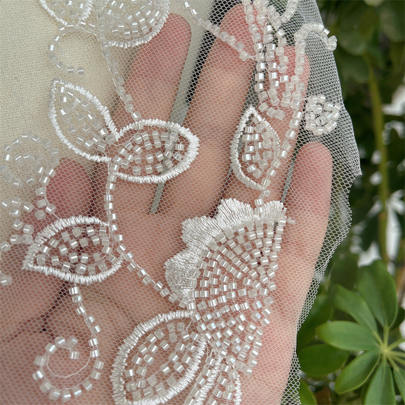 White DIY handmade accessories, wedding dress decoration lace to flower applique front chest back lace ZH125