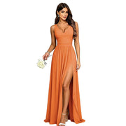 Amazon's best selling bridesmaid dress sleeveless deep v neck backless long skirt forest style fairy evening dress party dress