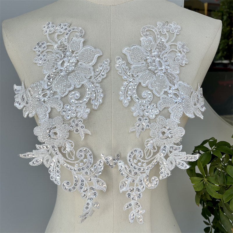 Sequined Lace 3D Flower Applique - Wedding Dress & Cheongsam Embroidery Decoration (D51)