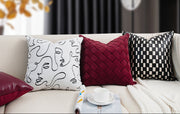 Abstract Face Lumbar Cushion Cover – Red Decorative Pillow for Sofa & Bed