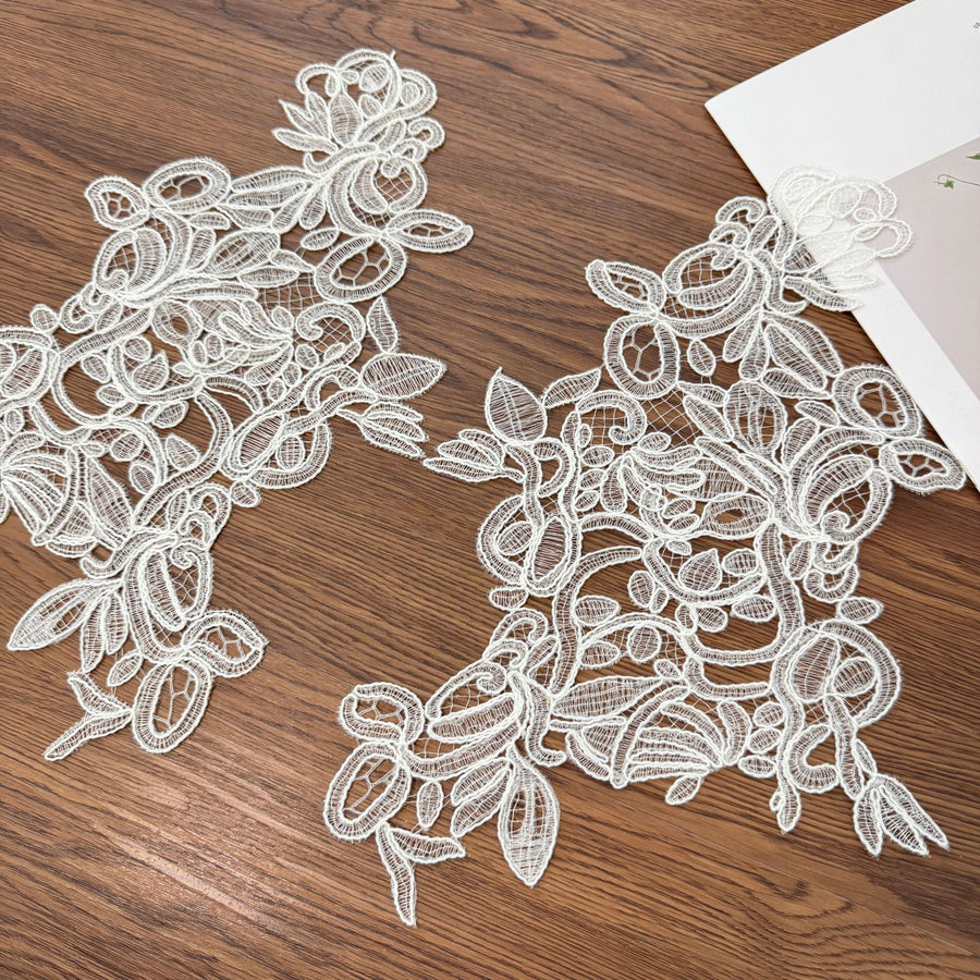 Hand-Embroidered Lace Leaf Veil Applique - DIY Women's Shirt & Clothing Accessory (R258)