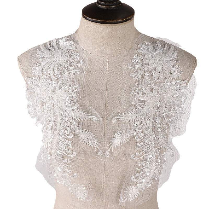 Luxury 3D bead sequined lace flower patch for wedding dress and children's clothing applique