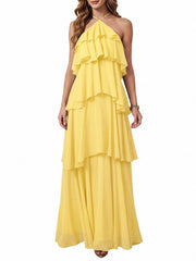 Cross-border hot-selling plus size chiffon dress high waistslimming look design multi-color sister group toast dress full size personalized