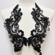 New beaded mesh embroidery lace flower pieces, skirt decorative applique, wedding veil DIY edge material, white