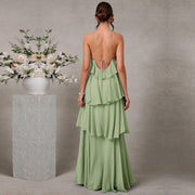Cross-border hot-selling plus size chiffon dress high waistslimming look design multi-color sister group toast dress full size personalized