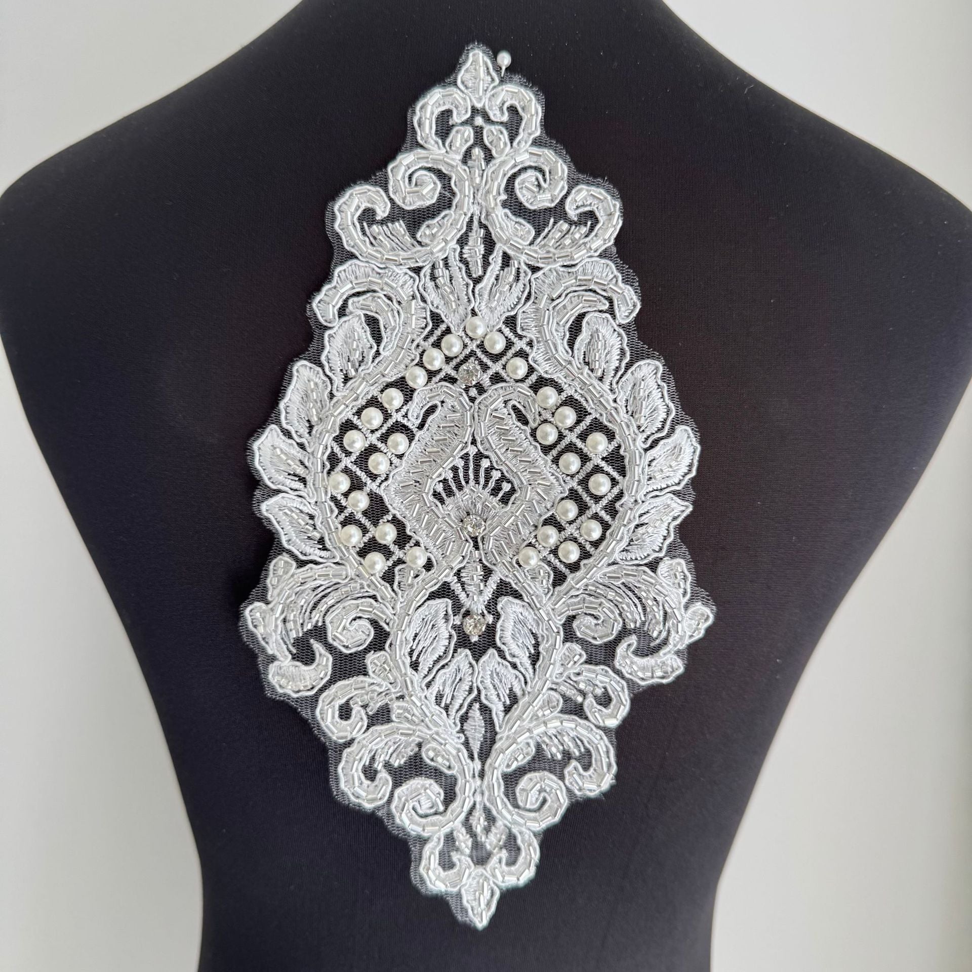 Zh402 handmade beaded 3d floral appliqué for dresses, wedding gowns, rhinestone embellishments, performance costumes, dancewear, and accessories