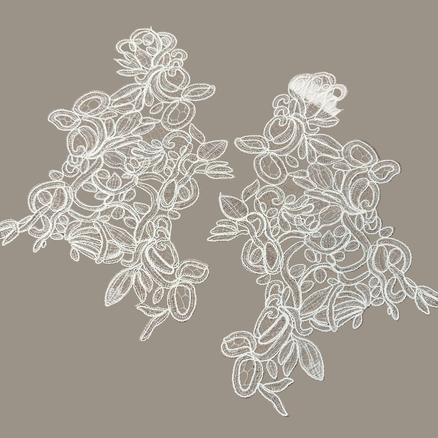 Hand-Embroidered Lace Leaf Veil Applique - DIY Women's Shirt & Clothing Accessory (R258)