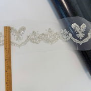 Zh319 beaded handmade lace flower high-end wedding dress veil diy high quality beaded embroidery barcode