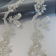 Zh319 beaded handmade lace flower high-end wedding dress veil diy high quality beaded embroidery barcode