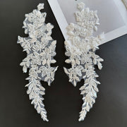 White Sequined Lace Flower Bridal Veil - Beaded Wedding Headpiece & DIY Accessory
