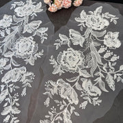 White Woven Seed Bead Sequin Lace Trim - Handmade DIY Wedding Dress, Hem, Hair Accessories & Curtain Embellishment (ZH439)