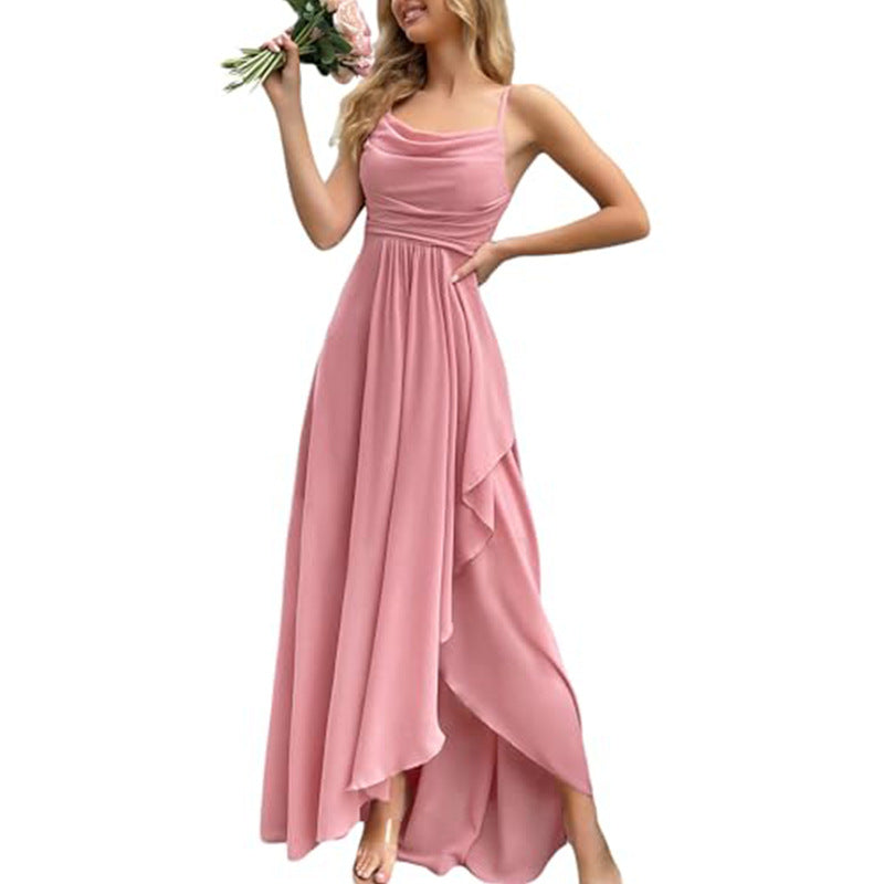 Fashion aliexpress export satin short banquet dress party bows evening dress wedding ladieswear