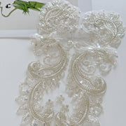 Zh442 silver bead tube embroidered flower - material for veils, diy wedding dress accessories, and clothing skirts
