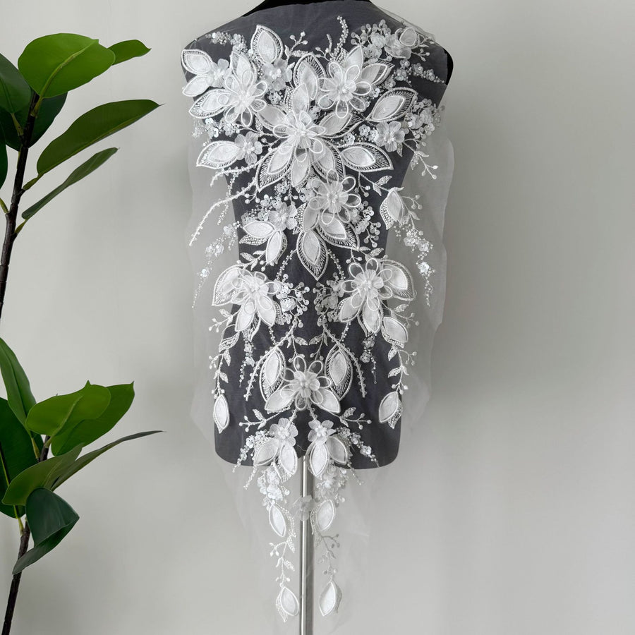 Zh510 three-dimensional handmade petals embroider leaves wedding dress veil diy curtains clothing fabric lace lace