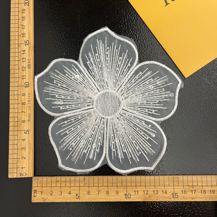 Beaded Organza Rice Bead Flower Embroidery Mesh Lace – DIY Wedding Dress Appliqué (R145)