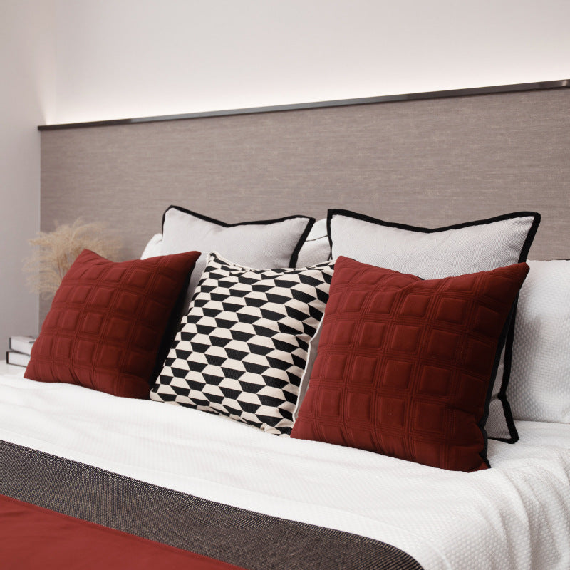 Red & White Cushion & Bedding Set - Modern Luxury for Refined Interiors