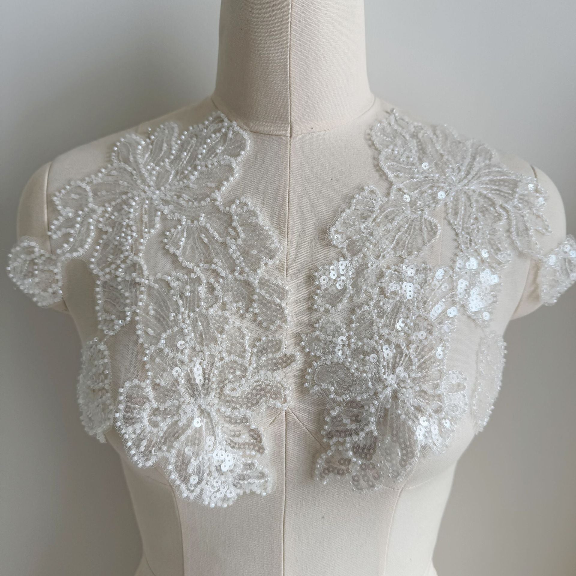 ZH281 Mesh Machine Bead Decal, Embroidery Lace Clothing Lace Accessories Decal DIY Accessories Bead Embroidery