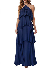 Cross-border hot-selling plus size chiffon dress high waistslimming look design multi-color sister group toast dress full size personalized
