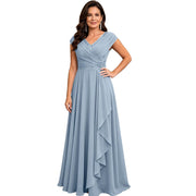 Cross-border chiffon long evening dress women's v neck diamond bridesmaid dress banquet toasting skirt slimming look a-line dress ladieswear