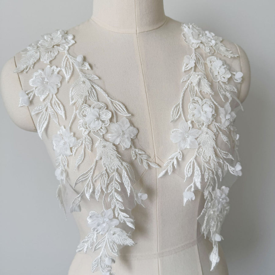 Handmade Beads 3D Lace Flower - DIY Fashion Show Clothing Accessories & Dress Embellishment (ZH309)