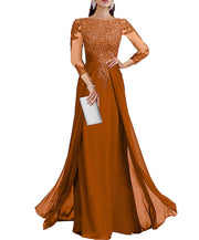 Cross-border lace patchwork long evening dress women's three-quarter sleeve banquet host bridesmaid dress new arrival elegant slimming evening gown