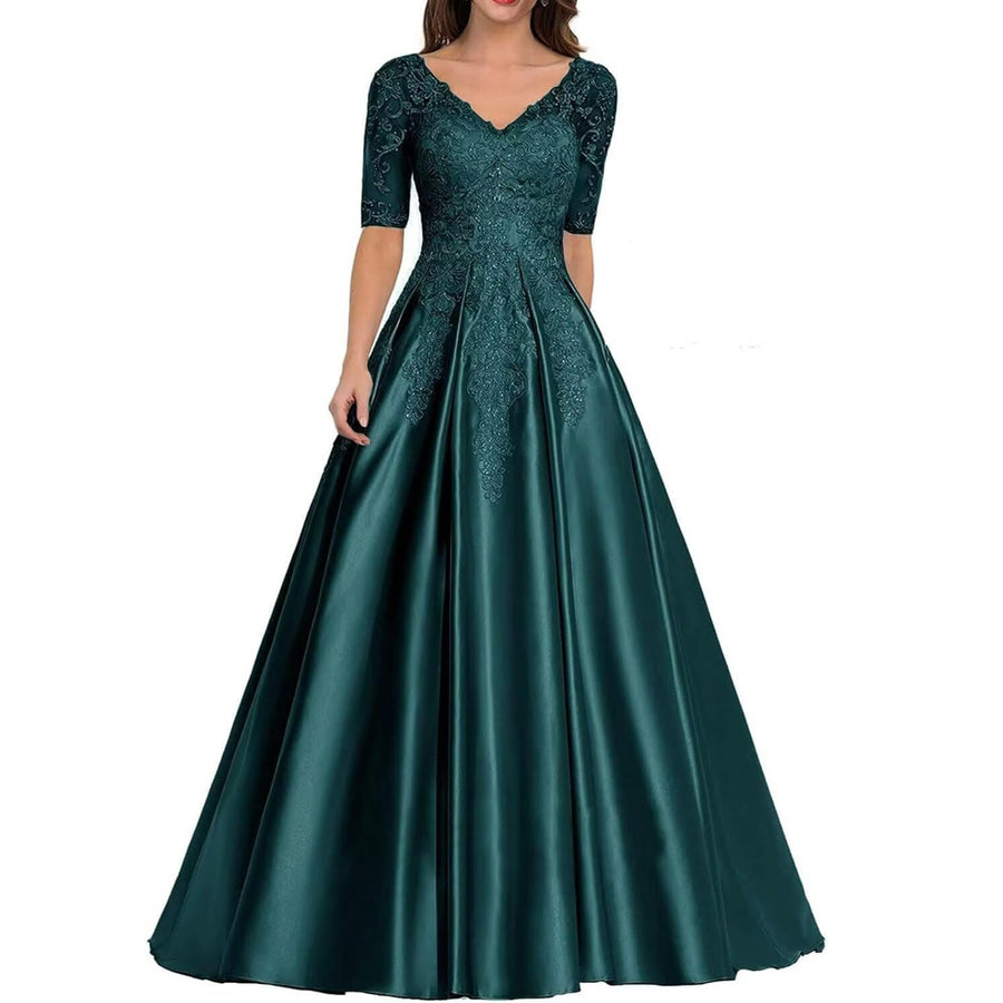 European and american style plus size evening gown - women's satin floor-length dress - perfect for weddings, bridesmaids, annual galas, and performances - flattering and figure-forgiving