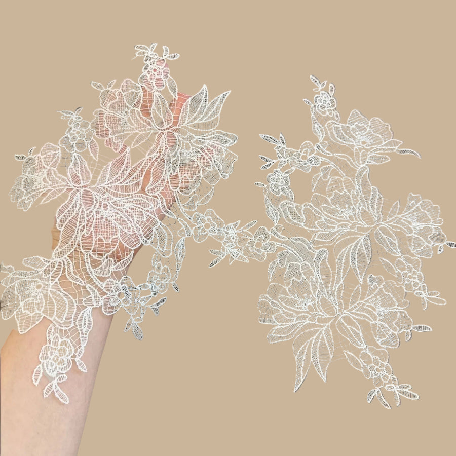 Fish Silk Thread Light & Thin Lace Embroidery Pair - DIY Hollow Clothing Handmade Decal (R4)