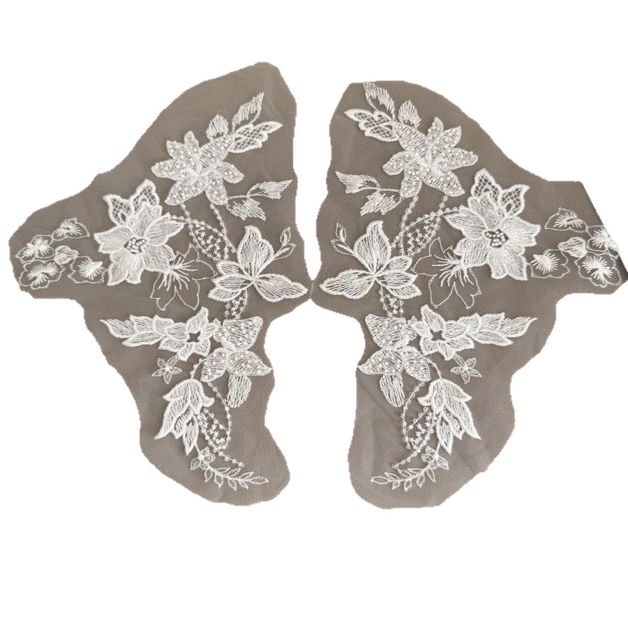 Beaded Rhinestone Sequin Appliqué - DIY Wedding Dress, Headpiece & Children's Clothing Lace Embellishment (ZH506)