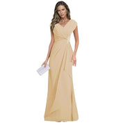 Cross-border plus sizenew arrival evening dress elegancev neck chiffon silm large swing long banquet dress long skirt female bridesmaid