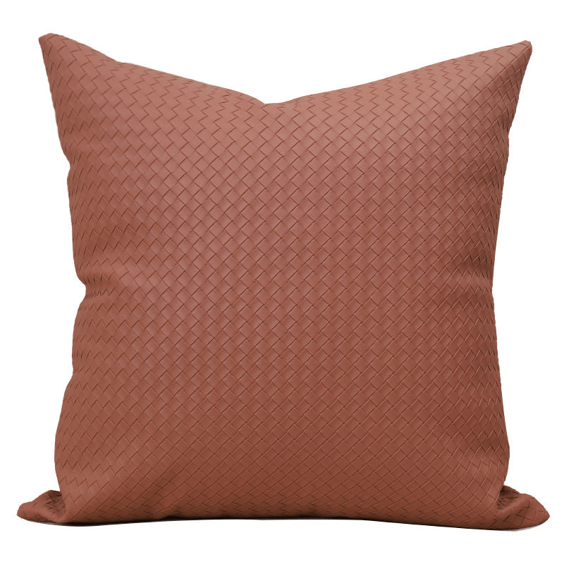 PU Textured Cushion Cover – Modern Woven Embossed Decorative Pillow