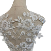 White Pair of 3D Beads Embroidery Accessories - DIY Wedding Veil & Handmade Clothing Design Material (ZH351)