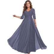 European station cross-border amazon dress chiffon patchwork lace cut out long dress bridesmaid evening dress women's evening dress