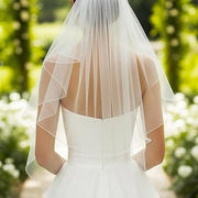 Wrinkle-free soft tulle bridal veil with princess lace wedding headpiece on mannequin