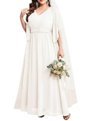 Plus size women's v-neck high-waisted a-line long evening gown/party dress - slimming and flattering - perfect for curvy moms (cross-border)