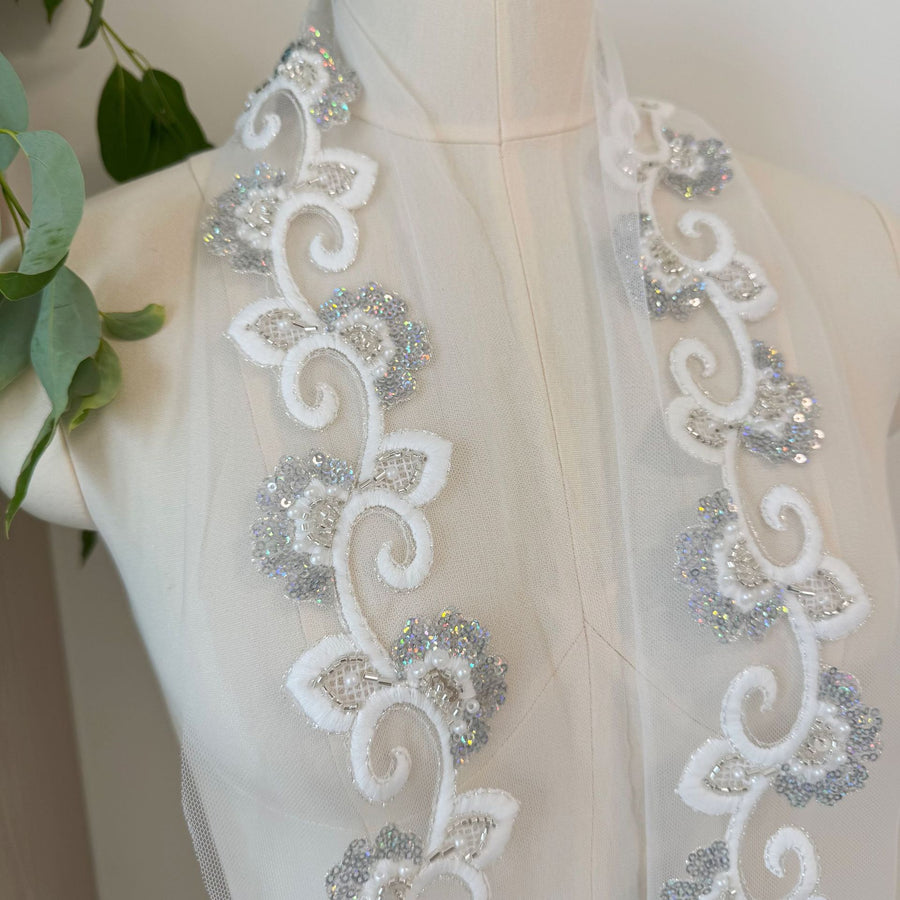 New Exquisite Embroidery Bead Lace - Export Single Wedding Dress DIY Accessories (ZH417)