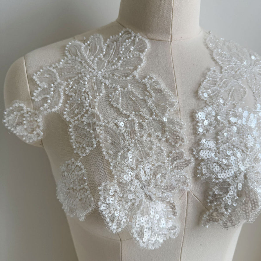 Mesh Machine Bead Decal Embroidery Lace Clothing Accessories - DIY Bead Embroidery Decal (ZH281)