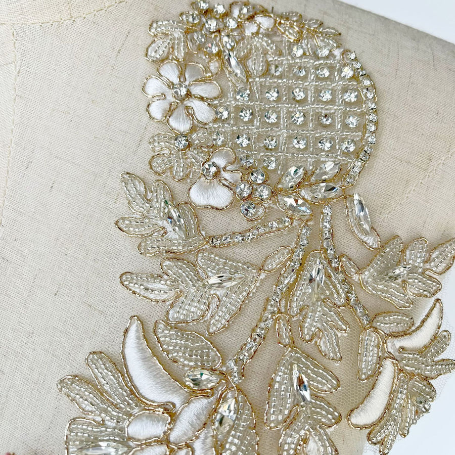 Heavy Industry Multi-Color Diamond Lace Applique - Luxury Patch for Dress, Hat & Headscarf DIY