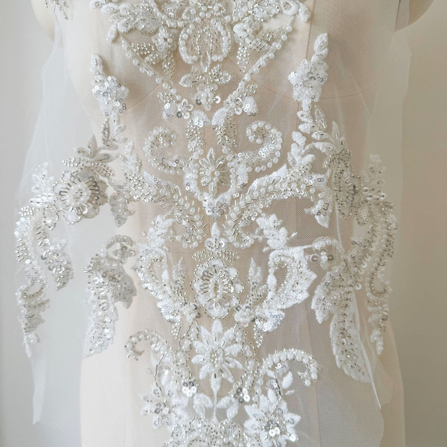 White Large Chest Back Beaded Jewelry Clothing Decoration - Embroidery Wedding Dress Designer Accessories (ZH422)