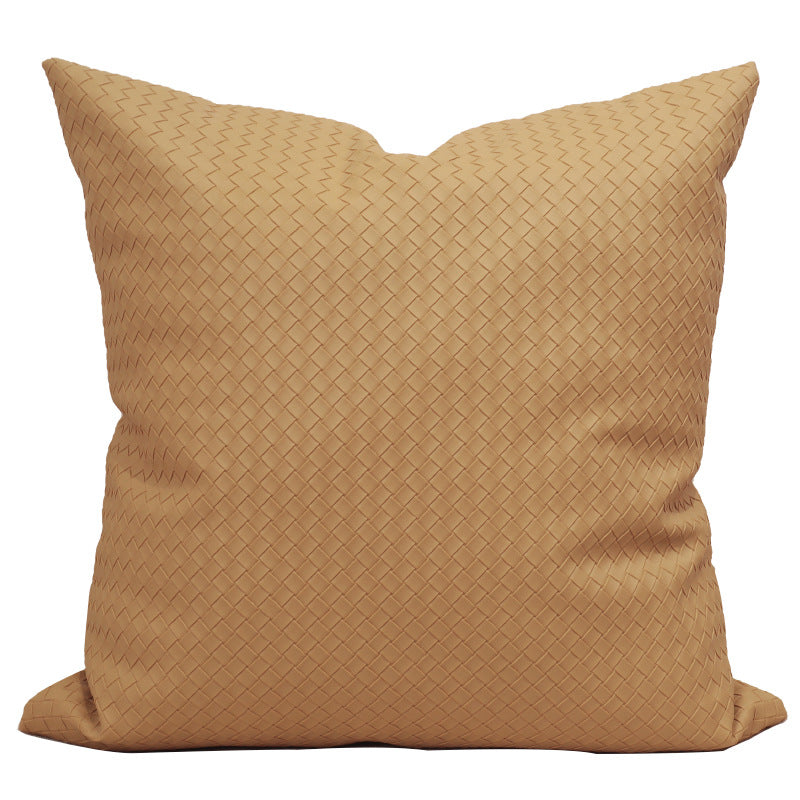 PU Textured Cushion Cover – Modern Woven Embossed Decorative Pillow