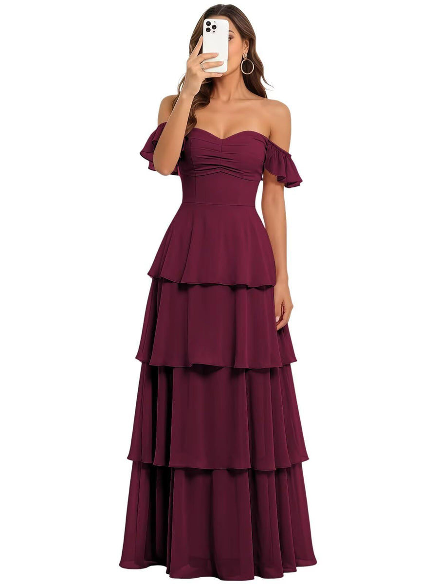 Fairy new arrival mori style bridesmaid dress women's long fairy elegant chiffon cake skirt one shoulder backless strap evening dress