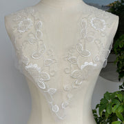 White neckline floral accessories DIY wedding dress stage clothing material beaded lace flower