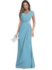 Cross-border plus sizenew arrival evening dress elegancev neck chiffon silm large swing long banquet dress long skirt female bridesmaid