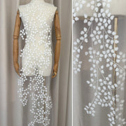 Zh474 3d leaf embroidered fabric lace for apparel, flexible embroidery for wedding dresses, diy fashion dresses