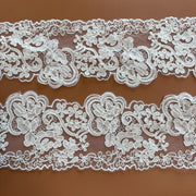 15CM White Mesh Embroidery Barcode Lace Trim - Clothing Cuffs, Waist & Jewellery Decoration (R218)