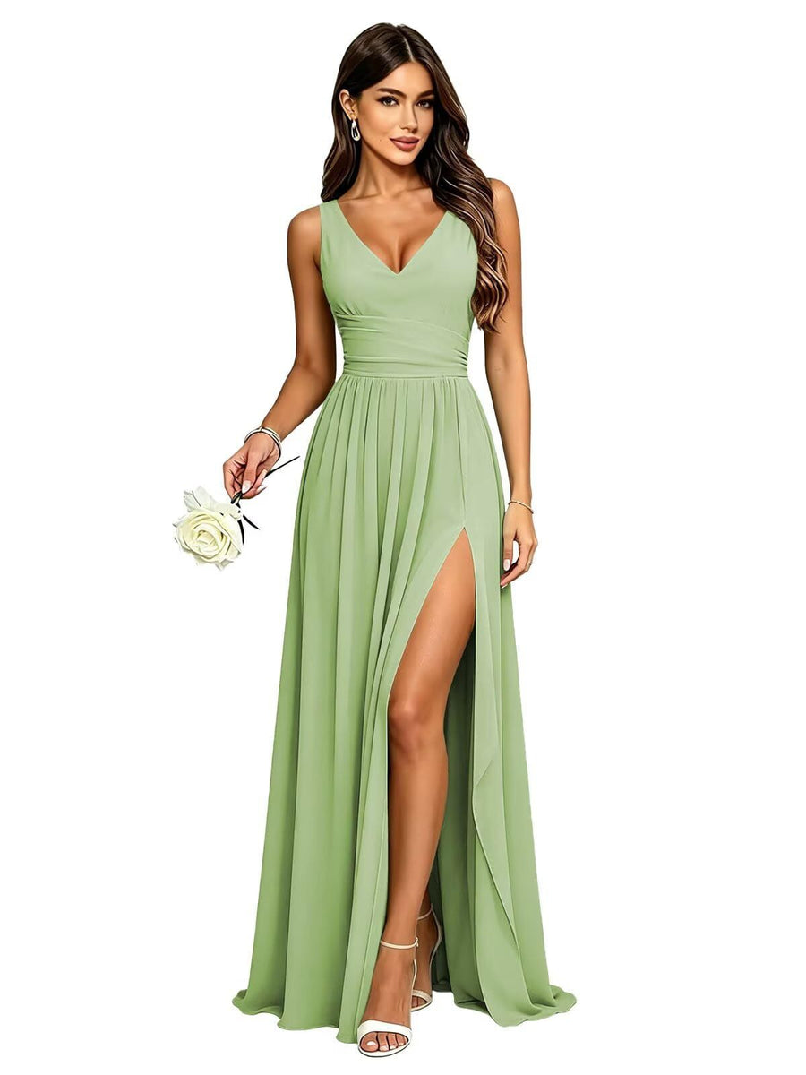 Amazon's best selling bridesmaid dress sleeveless deep v neck backless long skirt forest style fairy evening dress party dress