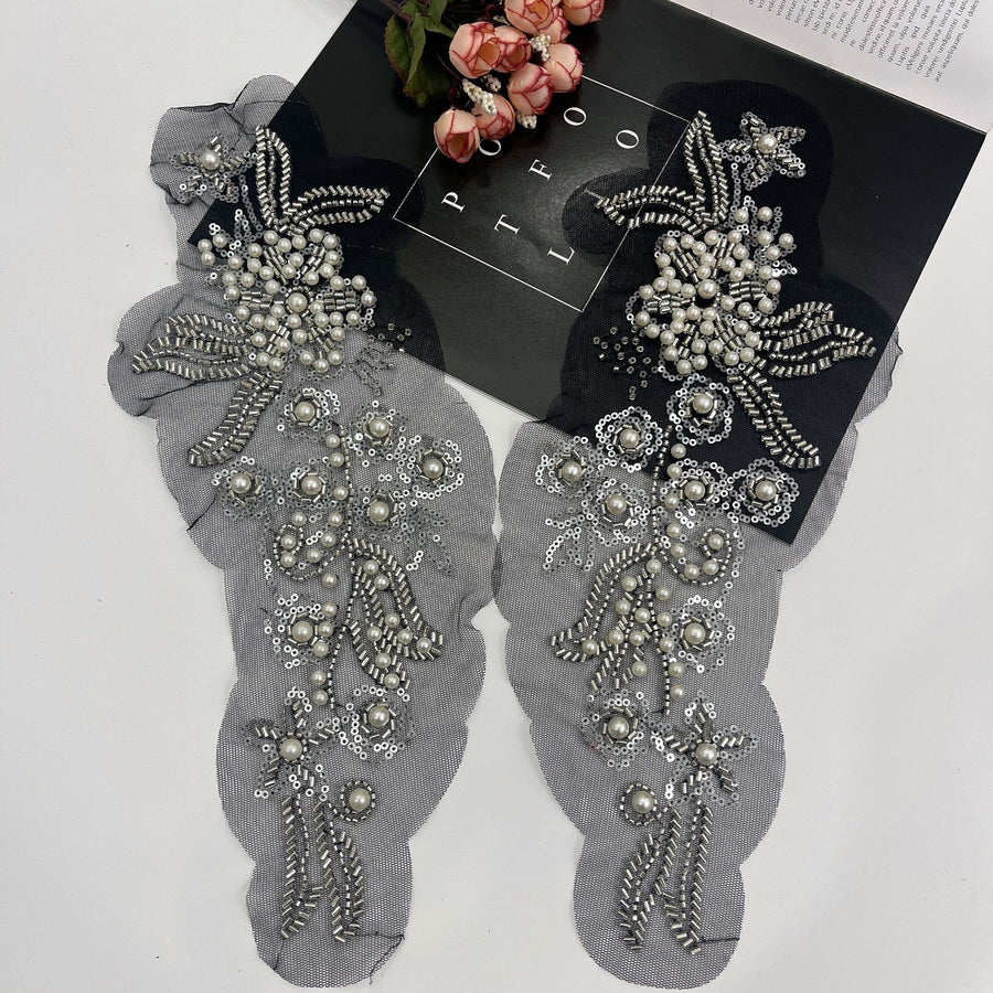 Heavy industry DIY sequined beads embroidery lace three-dimensional flower wedding dress dress head jewelry luggage decoration patch flower