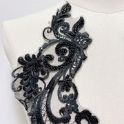 Black Flat Embroidered Mesh Lace Trim - DIY Bridal Veil & Wedding Dress Accessory
