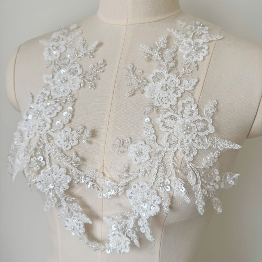 Trendy Beaded Rhinestone Lace Appliqué - DIY Handmade Wedding Dress & Clothing Accessories (ZH429)